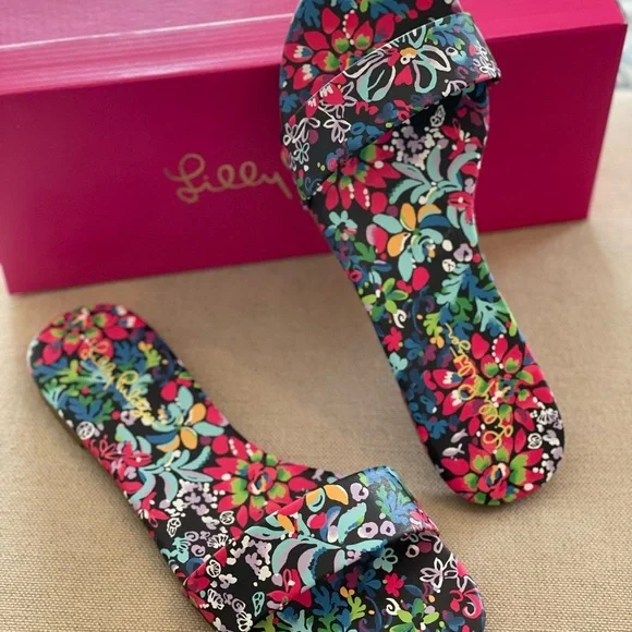 LILLY PULITZER Emery Slide Sandal Multi Floral - Women’s Size 8 - New In Box